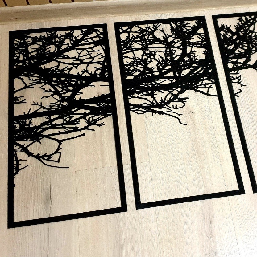 Medinė sienų dekoracija – Triptikas „Šakos“