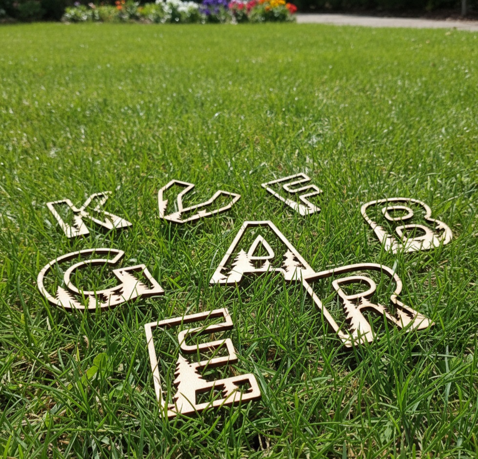 Miško aidas – personalizuotos medinės raidės.